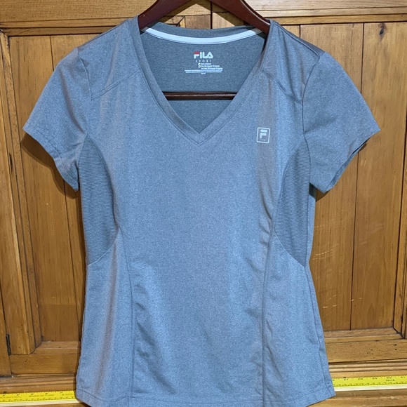 Fila Women's Gray V-Neck Short Sleeve Tee - Picture 1 of 6